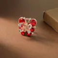 Red crystal butterfly hair claw clip elegant metallic rhinestone hair accessory for women. - Red Crystal Butterfly