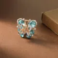 Blue Rhinestone Butterfly Hair Claw Clip, Elegant Rose Gold Hair Accessory Variant - Lake Blue Crystal Butterfly
