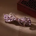 Elegant crystal bow hair clip for women, sparkling rhinestone barrette daily styling. - BPB65-1 / Purple