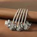 Silver rhinestone hair comb, elegant crystal insert comb for women's updos and hair styling. - CHY79 Gray (Silver) Butterfly