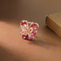 Exquisite butterfly hair claw clip with sparkling pink rhinestones, elegant hair accessory for women - Rose Red Crystal Butterfly