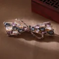 Korean style rhinestone hair clip for women, elegant crystal bow barrette ponytail holder. - BPB65-1 / Multi-Color