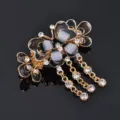 Elegant butterfly tassel hair claw clip with rhinestones and black flower design for women. - Gray