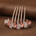 Elegante peine de pelo de mariposa de cristal de oro rosa variante para peinados elegantes. - Mariposa Oro Rosa Champaña