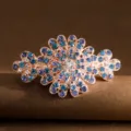 Elegant rose gold rhinestone hair clip sparkle blue crystal barrette for women wedding accessories - Blue