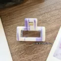 Small acetate hair claw clip purple marble square hairpin for women styling 4.3cm daily wear - Purple-4.3cm