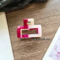 Small acetate hair claw clip with pink and white gradient, hollow square design, 4.3cm. - Rose Red-4.3cm