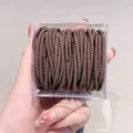 Boxed brown hair ties set with transparent storage case, elastic basic hair ropes for daily styling. - 4#