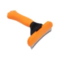 Pet deshedding brush with orange handle and stainless steel teeth for dog grooming. - Small Straight Blade / Orange