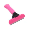 Pink pet grooming brush with stainless steel teeth for dog and cat deshedding and undercoat care. - Small Straight Blade / Rose Red
