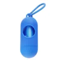 Portable dog waste bag dispenser holder with hook for daily pet walking outside use. - Blue