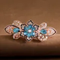 Gran pinza de pelo para coleta con pedrería de cristal retro, elegante pasador de aleación. - Azul