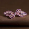 Elegant rose gold rhinestone bow hair clip for women, sparkling purple crystal spring barrette. - Gold Purple
