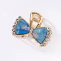 Molla per capelli con fiocco in acetato blu e strass brillanti, elegante pinza per capelli. - Blu