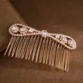 Goldene Strass Haarkamm Braut Kristall Haarseite Kamm elegante Haaraccessoires für Damen - Strass Stil 2