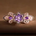 Large crystal butterfly ponytail hair clip vintage rhinestone alloy barrette for women chic - Purple
