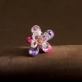 Small metal flower hair claw clip with colorful crystal rhinestones for elegant hairstyles. - TS123 Multi-Color