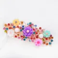 Large colorful rhinestone flower hair clip, elegant crystal spring barrette variant. - Colorful (FS016)