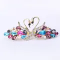 Elegant double swan hair clip with colorful crystal rhinestones for women daily wear accessory. - Multi-Color