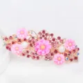 Elegant crystal rhinestone spring hair clip with pink flowers for women hair accessories - Pink (FS016)