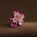 Metal Flower Hair Claw Clip with Pink Rhinestones Small Shark Hair Catch Accessory - TS123 Rose Red