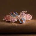 Pinza de pelo grande con diamantes de imitación estilo coreano elegante broche cristal brillante - Lazo / Multicolor