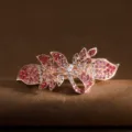 Pinza de Pelo de Rhinestone Elegante Pinza de Resorte de Cristal Brillante Accesorio - Lazo / Rosa