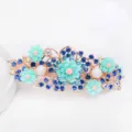 Elegant crystal flower hair clip with rhinestones and faux pearls for women. Stunning accessory. - Blue (FS016)