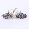 Doppelter Schwan Damen Haarklammer kleine Strasssteine Kristall elegante Haarschmuck - Grau