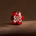 Mini metal flower hair claw clip, elegant red crystal small hair accessory for styling. - TS152 Red