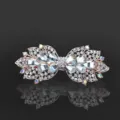 Rhinestone crystal hair clip, elegant rose gold bow ponytail clip for women and girls. - CHA211 White
