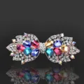 Crystal bow hair clip for women, sparkling rhinestone barrette, elegant ponytail holder. - CHA211 Colorful
