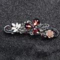 Vintage rhinestone spring hair clip featuring elegant floral design for daily wear. - FJ029 / Burgundy