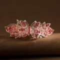 Korean style large rhinestone hair clip, elegant pink butterfly metal spring barrette for women. - Butterfly / Pink