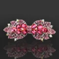 Elegant crystal rhinestone hair clip, large bow ponytail clip for women's daily hair styling. - CHA211 Rose Red