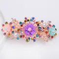 Exquisite rhinestone floral spring hair clip for women, elegant metal barrette hair accessory. - Colorful (FJ025)
