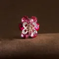 Pink crystal flower hair claw clip metal small hair accessory for elegant ponytail styling. - TS152 Rose Red