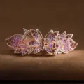 Elegant large rhinestone hair clip with purple crystal butterfly design for chic hairstyles. - Butterfly / Purple