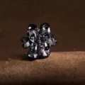 Small grey crystal flower hair claw clip, metallic floral shark clip for women styling hair. - TSB Gray