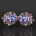 Purple crystal rhinestone hair clip, elegant bow barrette ponytail holder for women. - CHA211 Violet