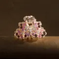 Small crystal flower hair claw clip, elegant mini rhinestone hair accessory for side hair styling. - Purple
