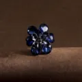 Small blue crystal flower hair claw metal shark clip elegant hair accessory for women - TSB Blue