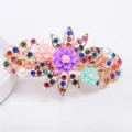 Colorful rhinestone flower hair clip, metal spring barrette for elegant women styling - Colorful (FJ024)