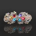 Elegante pinza de pelo de mariposa con diamantes de imitación gran cristal accesorios para el cabello - CHA212 Colorido
