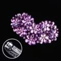 Purple crystal rhinestone flower hair clip alloy banana clip hair accessory for women styling - FS012 / Purple