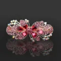 Pinza de pelo mariposa estrass cristal rojo rosa grande horquilla elegante accesorio - CHA212 Rojo