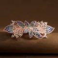 Korean style large rhinestone hair clip spring barrette elegant floral design for women hair styling - Flower / Blue