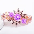 Elegant purple flower rhinestone spring hair clip for women, sparkling crystal hair accessory. - Purple (FJ024)
