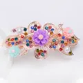 Elegant rose gold rhinestone floral spring hair clip crystal barrette for women and girls - Colorful (FJ027)