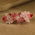 Korean style large rhinestone hair clip with red and pink crystals for elegant women - FJ007 Style (FJ007) / Bright Red